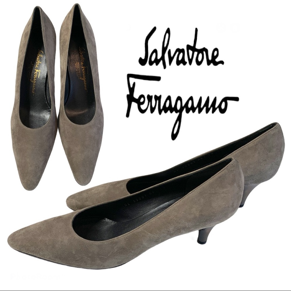 SALVATORE FERRAGAMO BOUTIQUE Suede Heel Pump Shoe